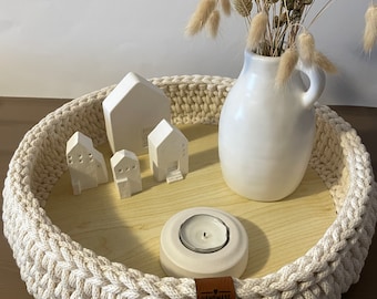 Wooden tray | Crocheted decorative tray | Wooden tray | Gift | Gift idea