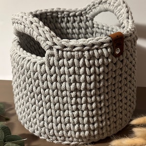 Cesta grande de crochet moderna con asa Idea de regalo Cesta de almacenaje Cesta Utensilo cestas diseño imagen 1