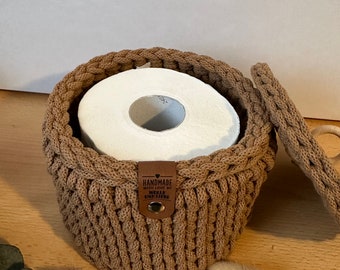 Crochet toilet paper basket | Round | crocheted basket | Gift idea | Storage basket | basket | Basket with lid | utensil