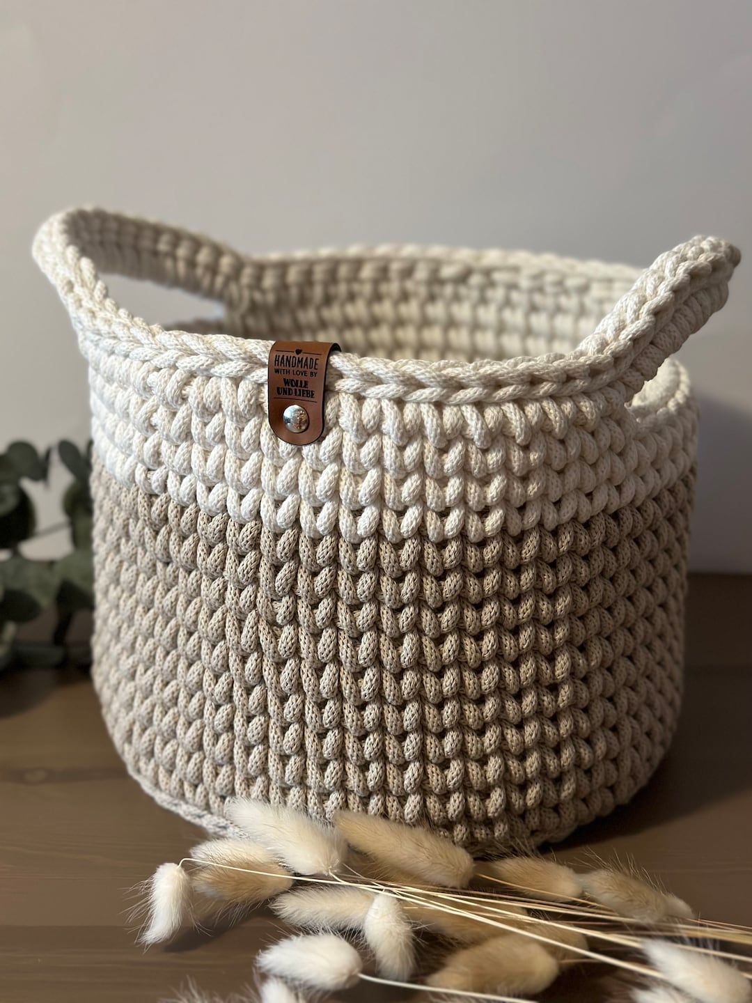 Large Modern Crochet Basket | With Handle | Gift Idea | Storage