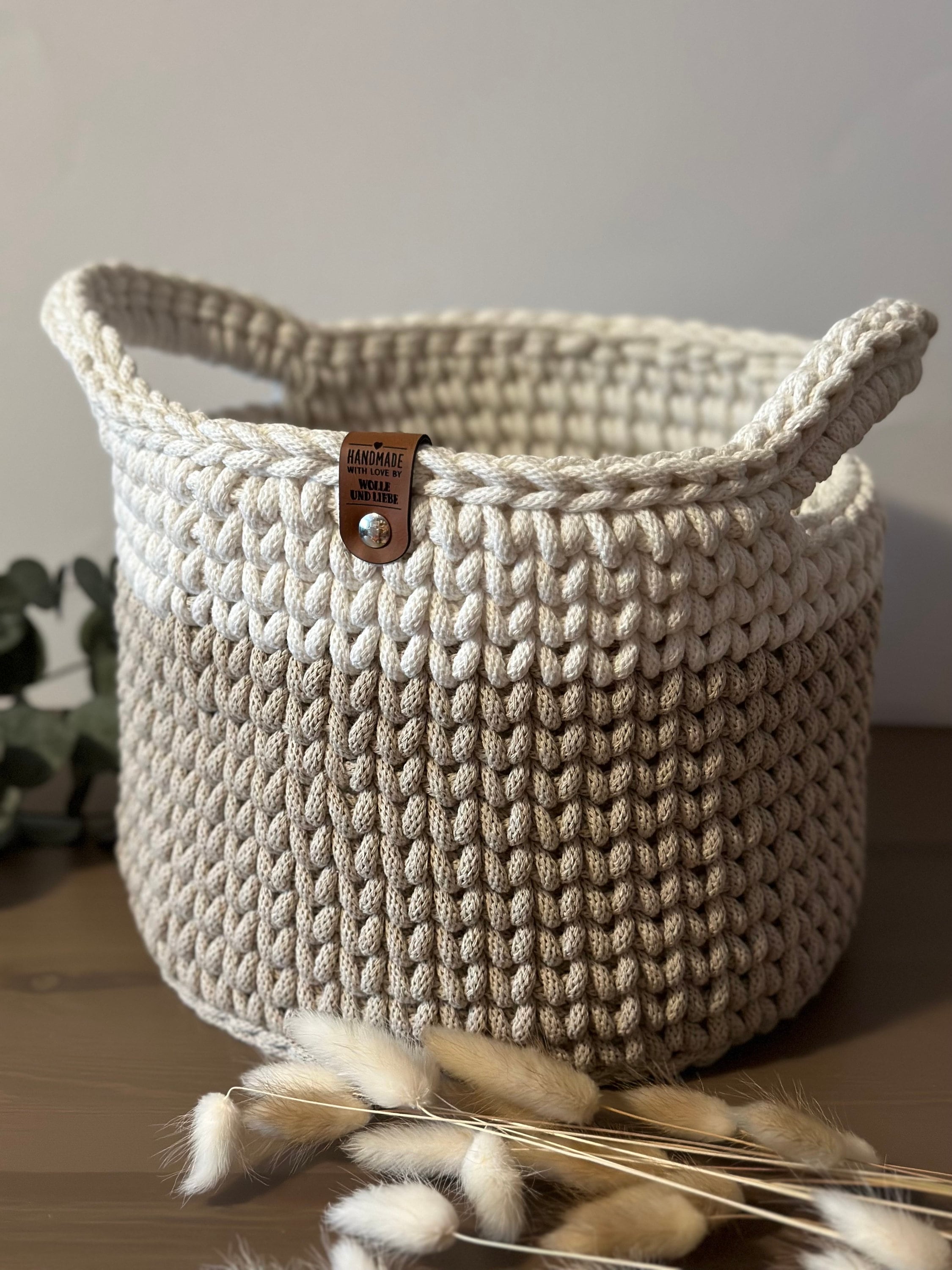 Large Modern Crochet Basket | With Handle | Gift Idea | Storage