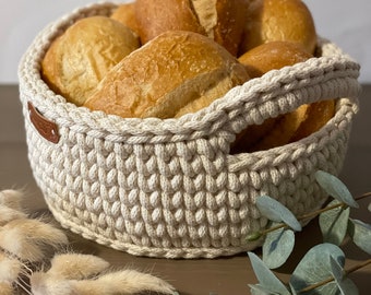 Modern bread basket with handles bread basket kitchen helper crochet basket gift idea storage basket utensil basket baskets dining table