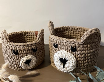 Bear basket | Basket Bear | | Crochet basket | Bear basket | crocheted | Gift idea for a birth