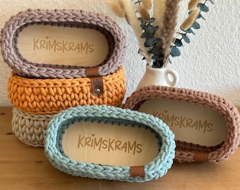 "Odds and Ends" Basket | Oval Crochet Basket with Wooden Base | Gift Idea | Storage Basket | Basket | Organizer | Basket