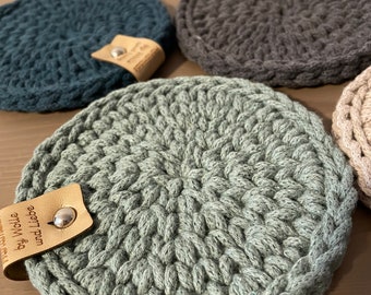 Crocheted coasters for glasses | modern design | Coaster kitchen helper, pot stand, cup stand ~ thick and heat-resistant