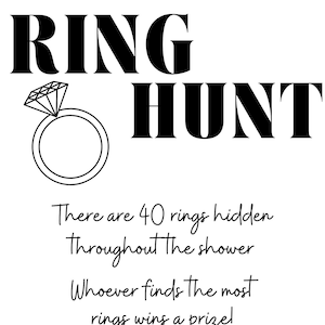 Bridal Shower RING HUNT Digital Printable Bridal shower games, bridal shower decor, bridal shower signs