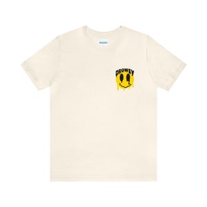 Drippy Drowsy Happy Face T-shirt, Smiley Face T-shirt, Pocket Graphic Tee, Smiley Face Graphic Tee