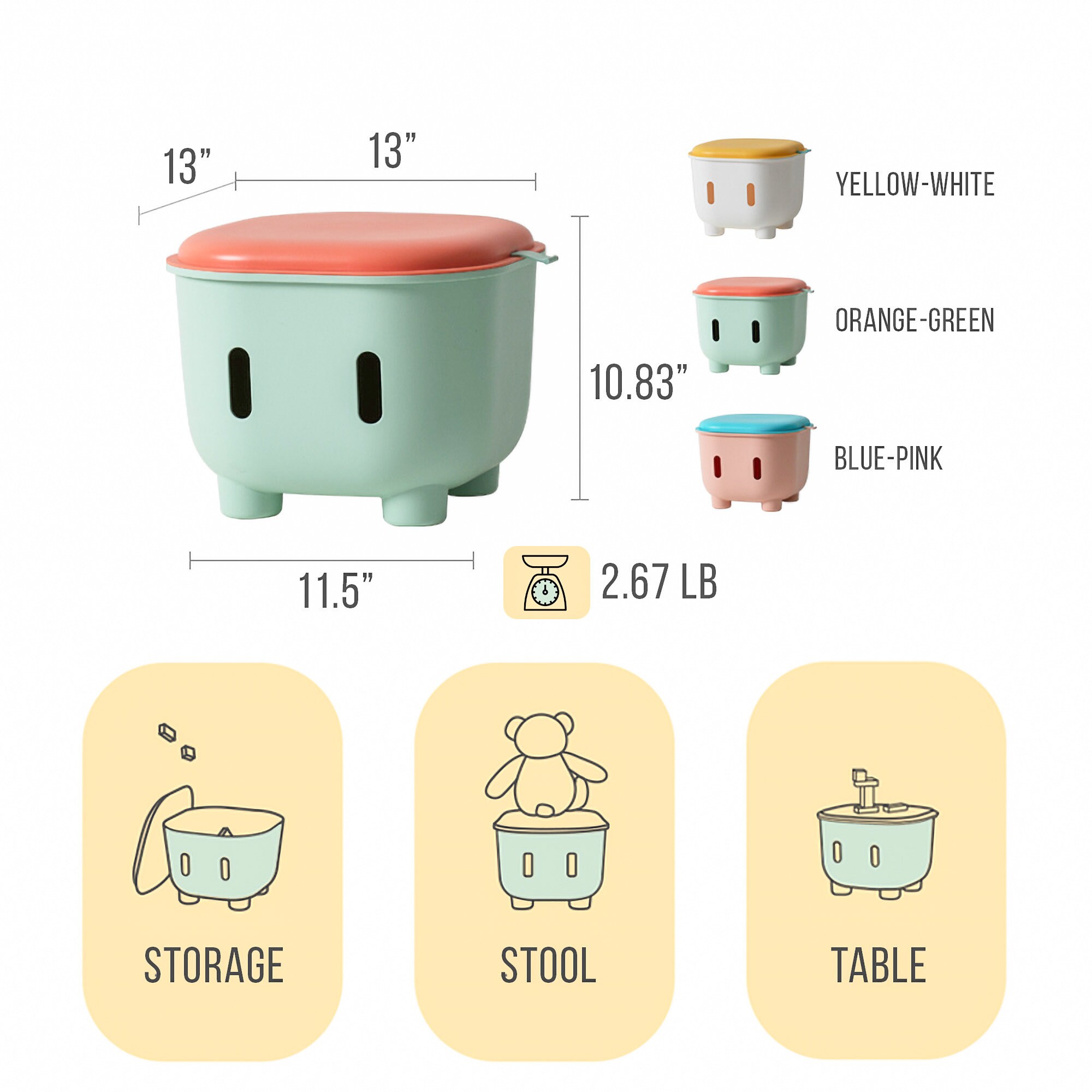 Storage Stools Boxes Kit Combo Set of 3 - US Stock Benches Ottoman ...