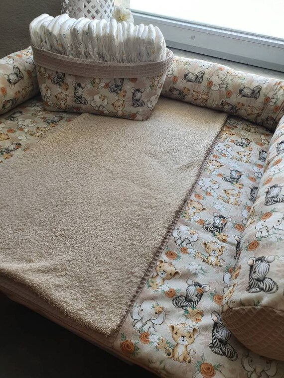 Changing mat Changing table mat made of cotton with extra soft inlet 5 cm high waffle pellique