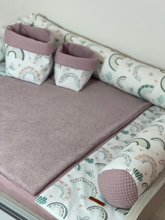 Changing mat Changing table mat made of cotton with extra soft inlet 5 cm high waffle pellique