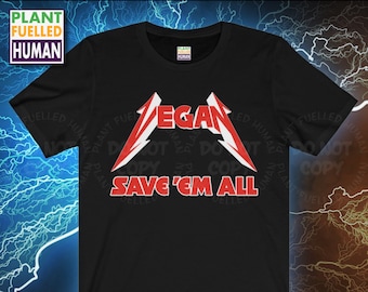 Save Em All Vegan T Shirt, Animal Liberation Shirt, Retro 80s Metal TShirt, Vintage Eighties Clothing, Save Animals Apparel, Vegetarian Tee