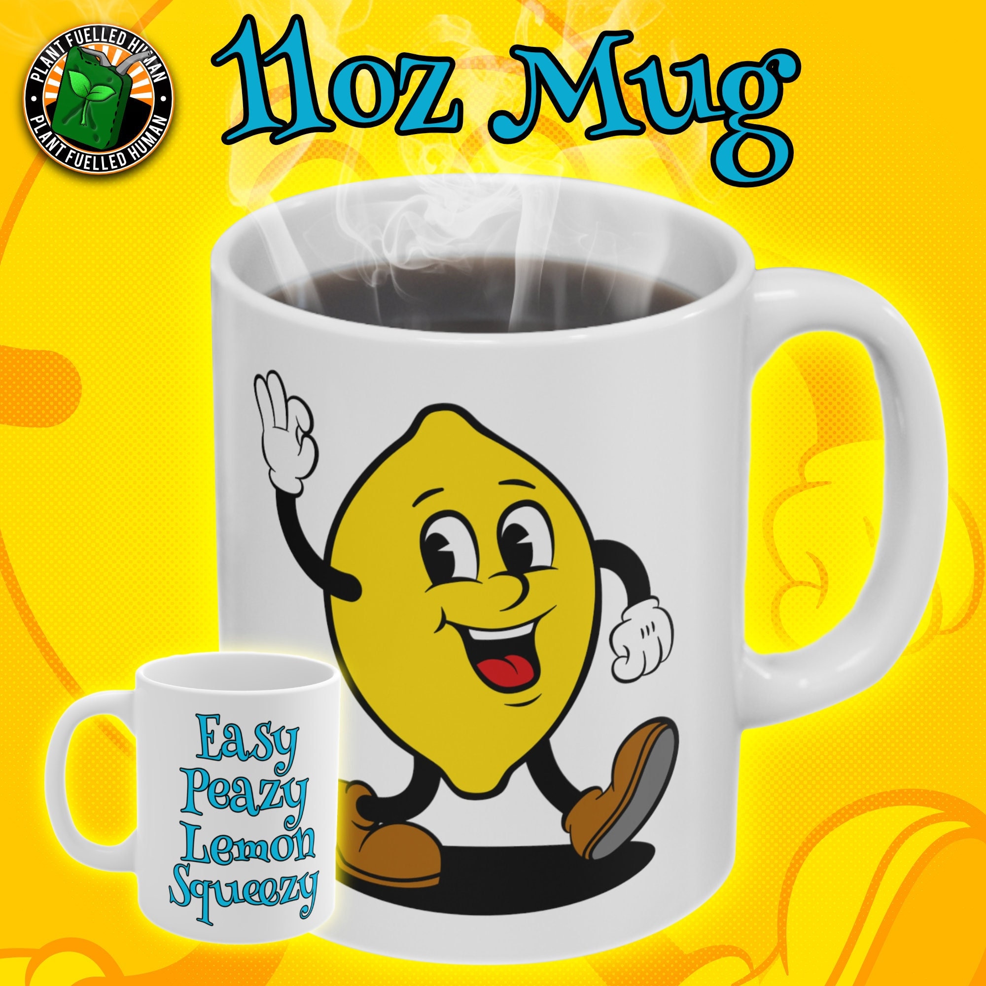 Easy Peazy Lemon Squeezy Coffee Mug, EZPZ Mug, 11 Ounce White Ceramic Mug, Easy Peasy Cup, Drinkware, Vegan Gift For Women, Mindfulness Gift