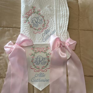 Embroidered baby banner and/or banner/blanket set. welcoming baby, hospital door, nursery decor