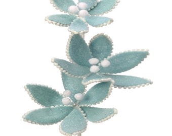 FROSTED TRIPLE CANDY poinsettia stem