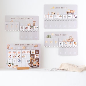 Wochenplan inkl. 3 Routinepläne Baustelle Kinder Tagesroutinen Montessori Routinen Routineplan Tagesplan A4 Kindergarten Schule