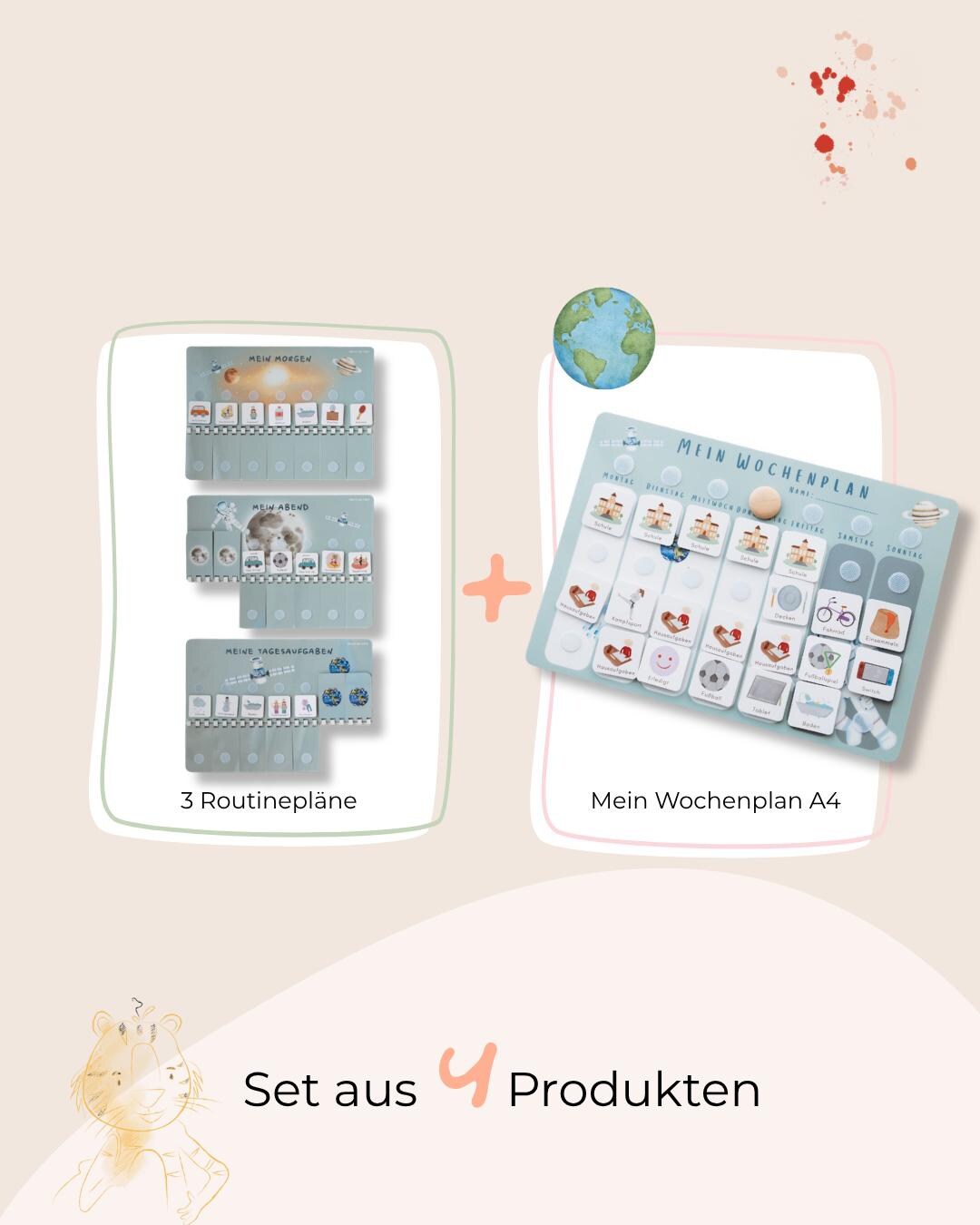 Weekly Plan Including 3 Routine Plans, Space-themed Children's Daily ...