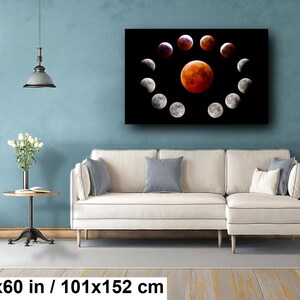 Blood Moon Eclipse Phases Canvas, Lunar Eclipse Canvas, Moon Phases Decor, Moon Canvas, Space Canvas, Space Home Decor Art, Fine Art