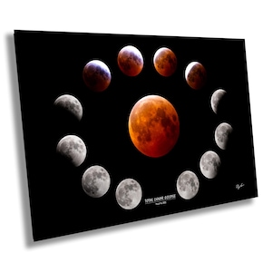 Blood Moon Eclipse Phases Canvas, Lunar Eclipse Canvas, Moon Phases Decor, Moon Canvas, Space Canvas, Space Home Decor Art, Fine Art
