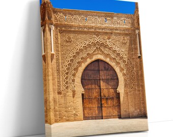 Moroccan Door Print, Casablanca Fort Architecture, Walled City Art, Travel Wall Decor, Boho Design