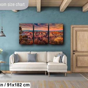 Grand Canyon Print, Sunset Red Rocks, Landscape Canvas Wall Art, Arizona Desert Nature Photography image 13