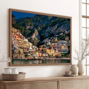 Positano Italy Beach, Italy Photography, Amalfi Coast, Canvas Wall Art, Positano Photo, Italian Home Decor, Summer in Italy, Sunrise