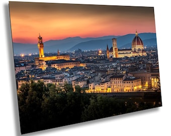 Stampa del Duomo di Firenze, tramonto toscano, arte murale del punto di riferimento di Firenze,