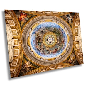 St Peters Cathedral Dome Print, Vatican Ceiling Art, Sacred Gold Architecture, Travel Wall Decor