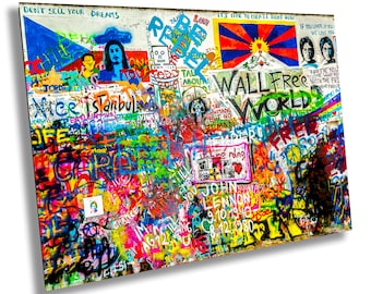 Prague Lennon Wall Canvas Art, John Lennon Graffiti Print, Photo Art, Prague Photography, Canvas Wall Art, Abstract Decor, Street Art