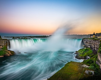 Niagara Falls Canvas Print, Waterfalls Photo| Horseshoe Falls Pink Sunset, Canvas Print,  Canvas Wall Art