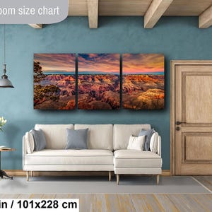 Grand Canyon Print, Sunset Red Rocks, Landscape Canvas Wall Art, Arizona Desert Nature Photography image 8
