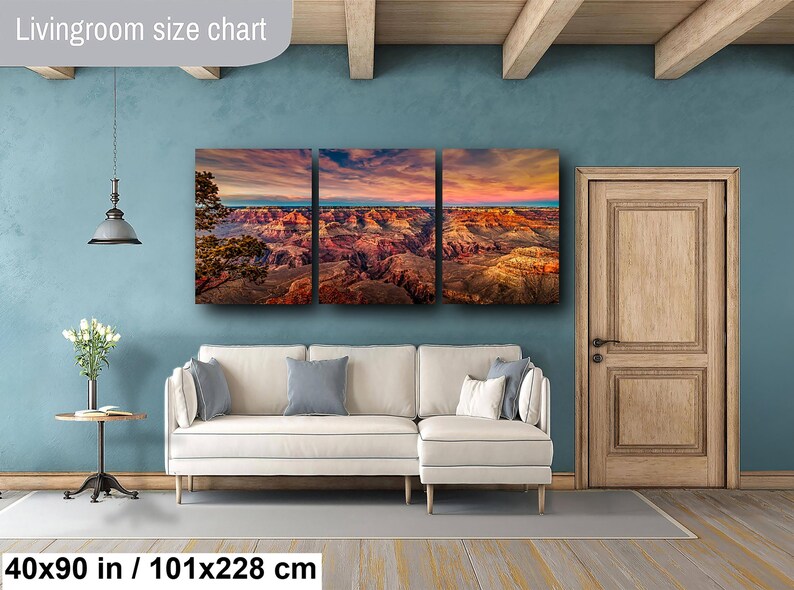 Grand Canyon Print, Sunset Red Rocks, Landscape Canvas Wall Art, Arizona Desert Nature Photography image 8