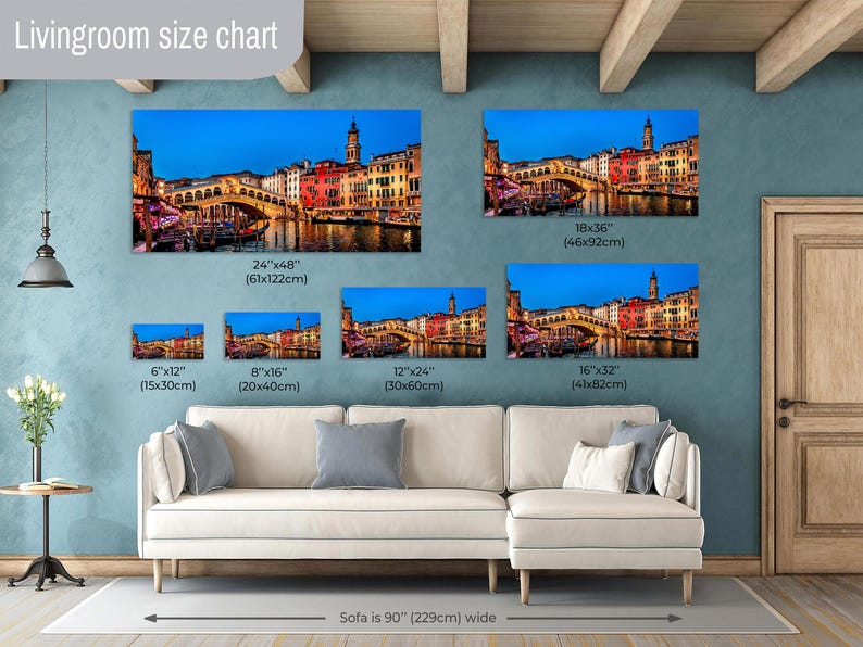 Rialto Bridge Print, Venice Wall Art, Italy Travel Decor, Grand Canal Canvas, Venetian Landmark image 3