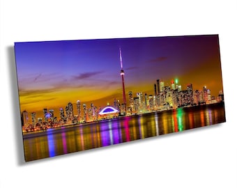 Toronto Skyline Art, CN Tower Sunset, Night Cityscape Canvas Print, Large Wall Decor
