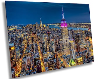 額装品/New York at Night 限定800枚/ポスター New York City NYC 2022 Skyline NIGHT Midtown Manhattan Panoramic