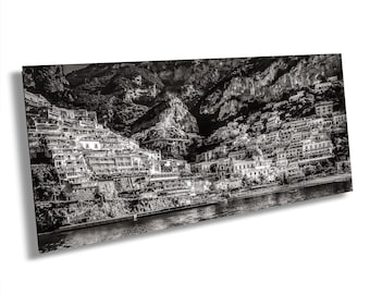 Positano Print Amalfi Coast Black and White Canvas Wall Art Italy Beach Home Decor