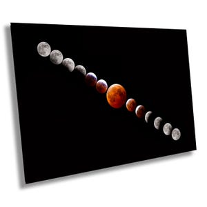 Moon Phases Canvas, Lunar Eclipse Canvas, Moon Phases Decor, Moon Canvas, Space Canvas, Space Home Decor Art, Fine Art, Blood Moon