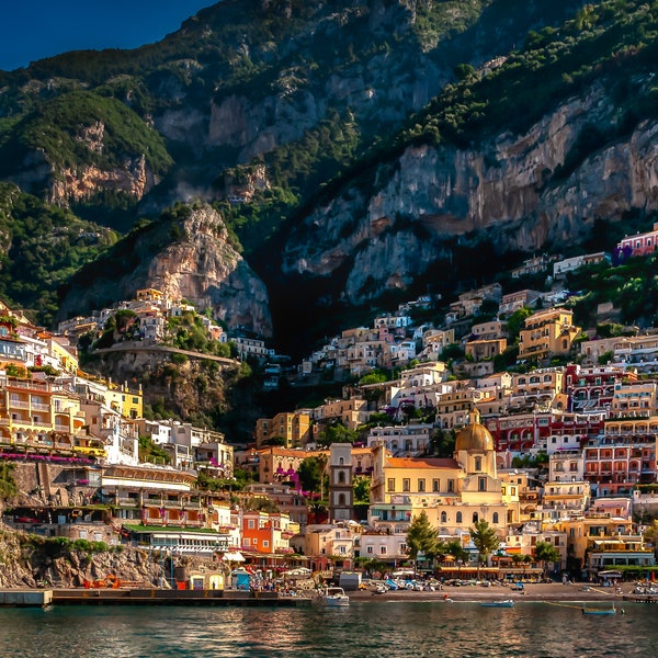 Positano Italy Beach, Italy Photography, Amalfi Coast, Canvas Wall Art, Positano Photo, Italian Home Decor, Summer in Italy, Sunrise