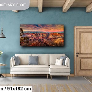Grand Canyon Print, Sunset Red Rocks, Landscape Canvas Wall Art, Arizona Desert Nature Photography image 7
