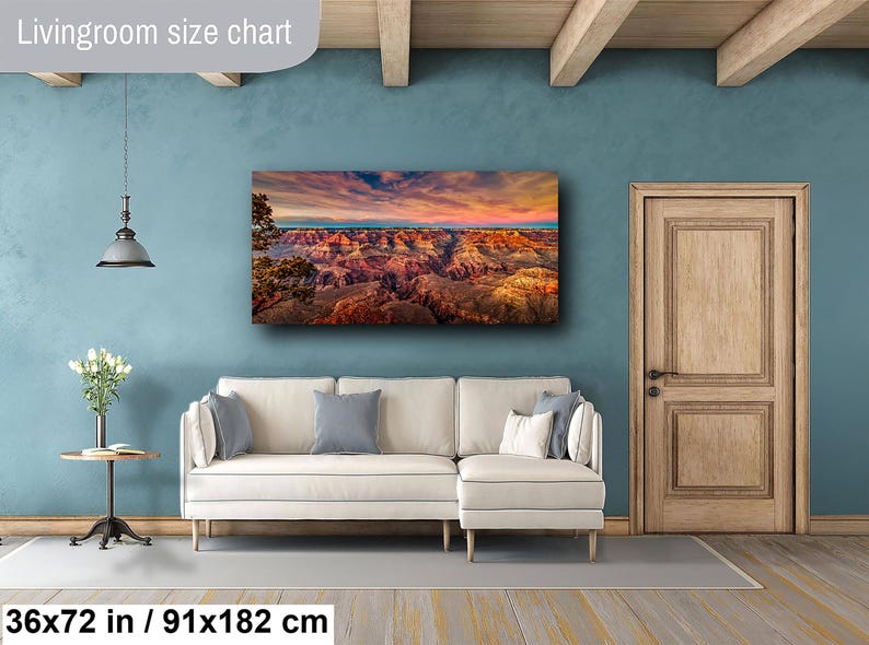 Grand Canyon Print, Sunset Red Rocks, Landscape Canvas Wall Art, Arizona Desert Nature Photography image 7