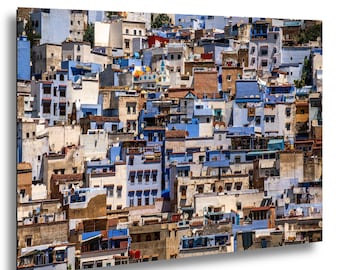Chefchaouen Print, Vibrant Blue Moroccan City - Travel Wall Art