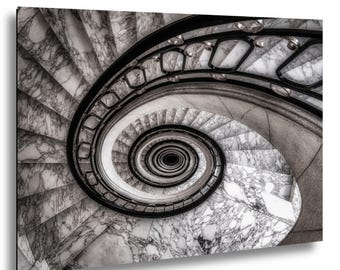 Spiral Staircase Print, Black and White Architecture Photography, Buenos Aires Winding Stairwell Wall Art