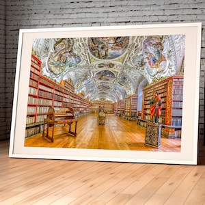 Library Architecture Print: Strahov Monastery Baroque Wall Art, Historical Interior Photo, European Library Decor, Fine Art Poster