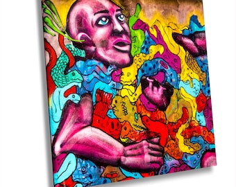 Graffiti Canvas Wall Art, Chilean Graffiti, Valparaiso Art, Canvas Print, Abstract Art, Urban Art