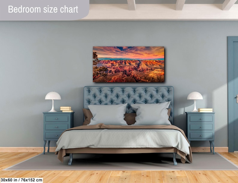 Grand Canyon Print, Sunset Red Rocks, Landscape Canvas Wall Art, Arizona Desert Nature Photography image 6
