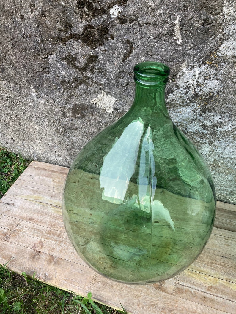 Dame-jeanne 54 litres italien vase en verre vert clair 66cm dame-jeanne XXL décoration bouteille de vin vintage dame-jeanne image 3