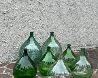 平らな襟付きのヴィンテージグリーンガラス花瓶 - Etsy 日本