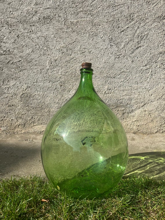 Damigiana 54 litri XXL damigiane grandi vintage italiane vasi di vetro vasi  di fiori colore verde con tappo verde chiaro -  Italia
