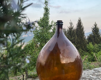 Demijohn 54 liter glass vase - brown - Italian - large - decor - design - Vintage wine bottle 54l XXL decoration