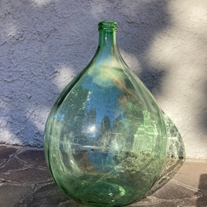 Korbflaschen 54 Liter italienisch hellgrüne Glasvase 66 cm Korbflaschen XXL Vintage Weinflasche Dekoration Korbflasche Bild 4