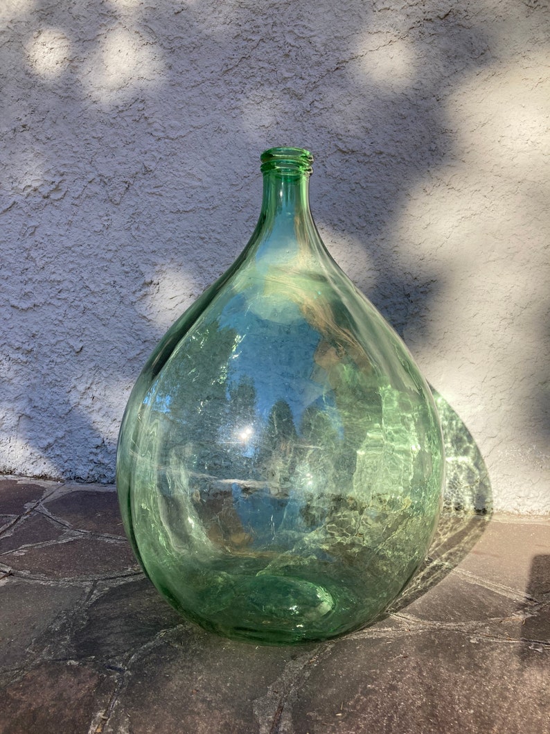 Dame-jeanne 54 litres italien vase en verre vert clair 66cm dame-jeanne XXL décoration bouteille de vin vintage dame-jeanne image 4